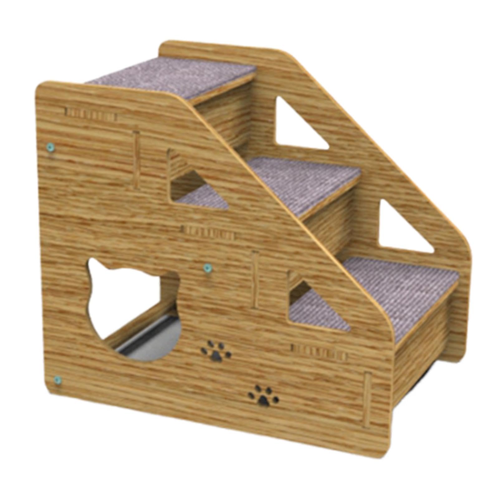 Scaletta da letto – gradini per cani a 3 gradini, rampa per cani in legno | rampa antiscivolo per cani, 40 x 35 x 30 cm, letto per auto, scale, divano letto alto