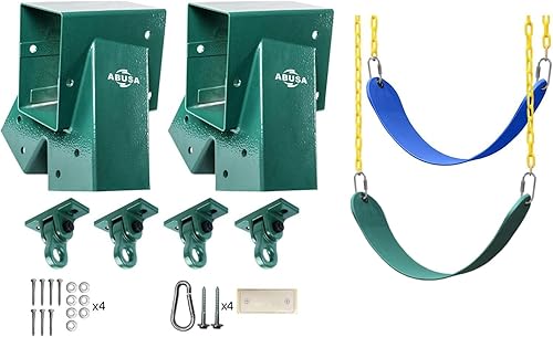 Miniatura 11 de Juego de soportes para columpios resistentes que incluye 2 soportes de columpio en forma de A negros, 2 asientos de columpio y 4 colgadores de