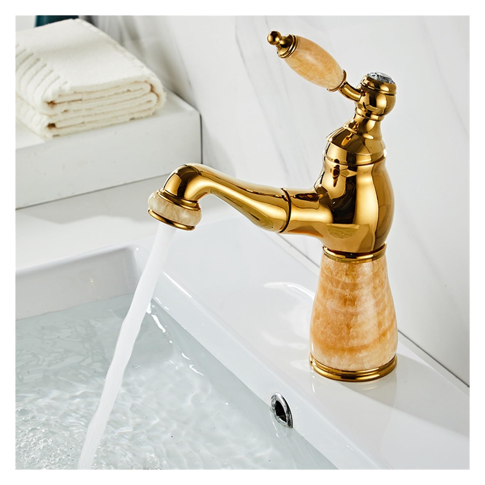 Faucet Gold Bathroom Faucets Jade washroom Basin tap Mixer hot & Cold Pull Out,Faucet Kitchen taps for Sink，Yellow
