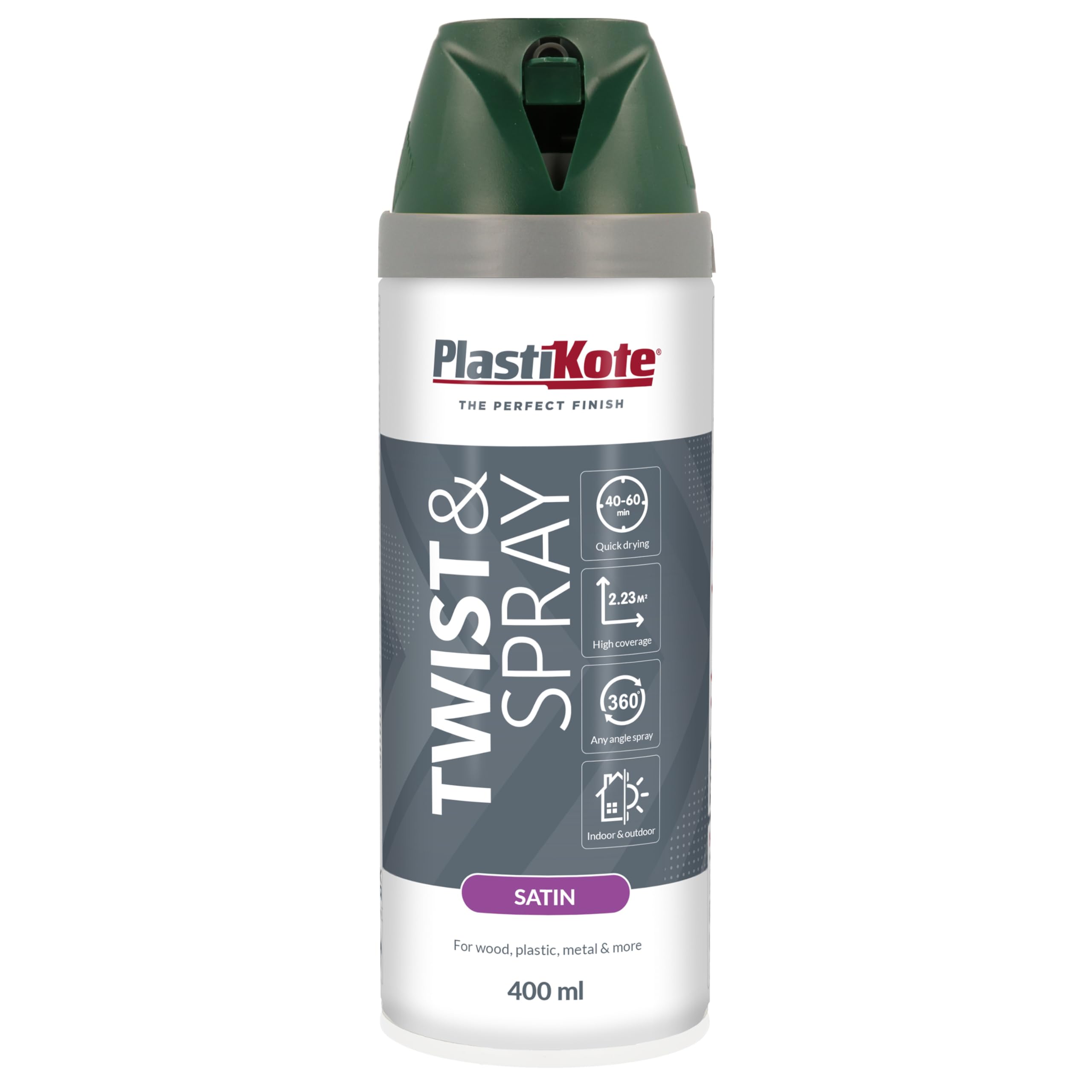 Plastikote Green 022112 Twist & Spray Satin Hunter 400Ml