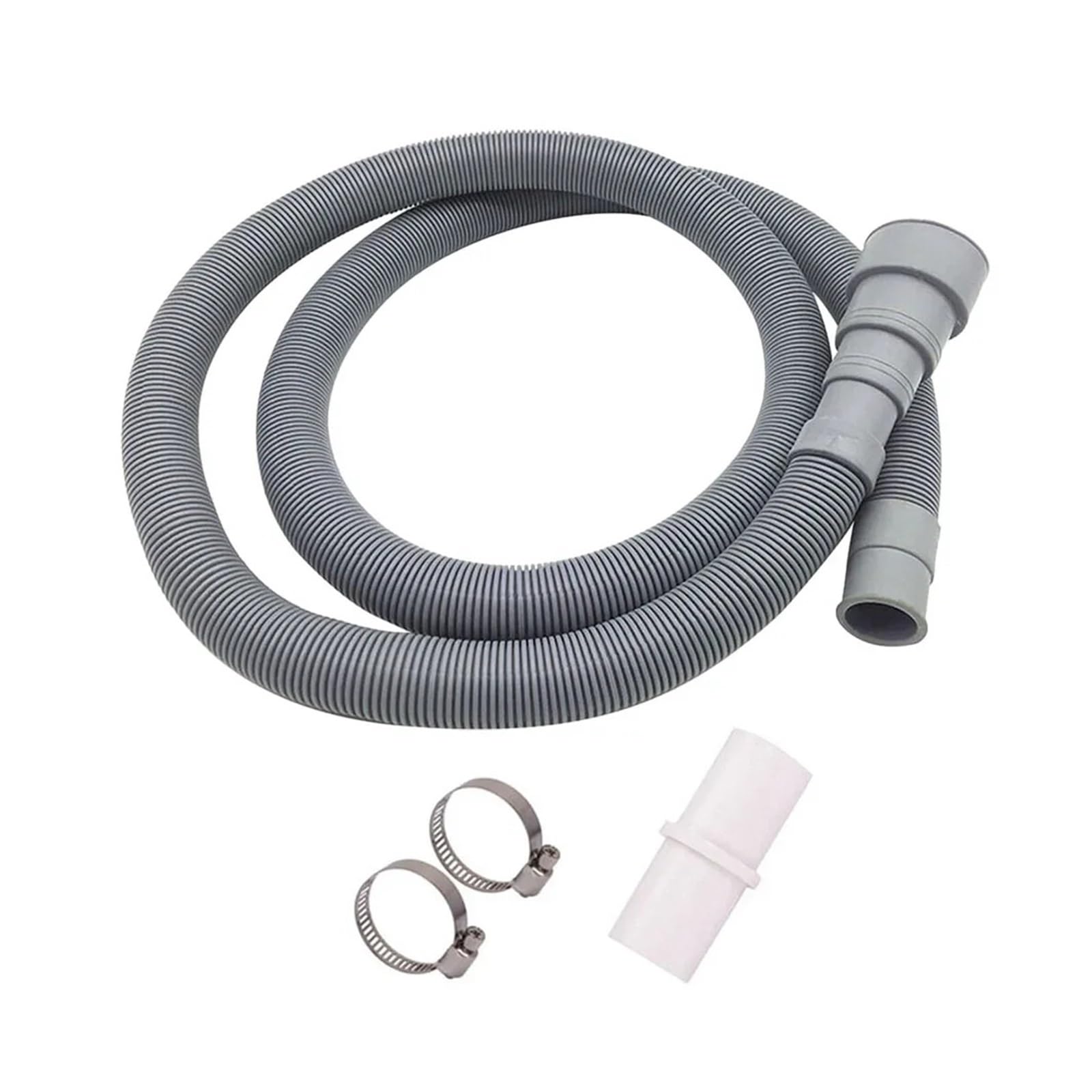 Szare przedłużenie węża spustowego do pralki i zmywarki z zaciskami 70-200cm(70cm)