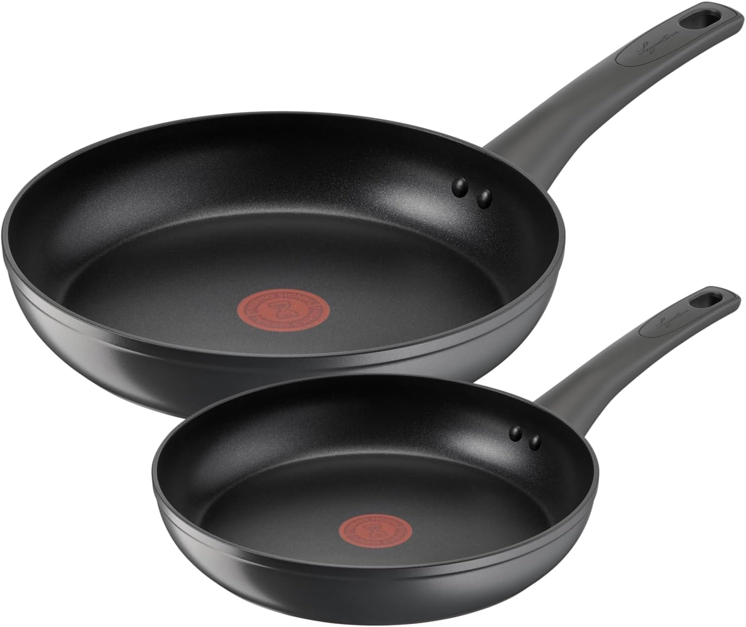 Lagostina Edera Lot de 2 poêles antiadhésives 24/28 cm avec revêtement en titane pour cuisson sans graisse, compatible avec plaque de cuisson à gaz, technologie thermo-signal