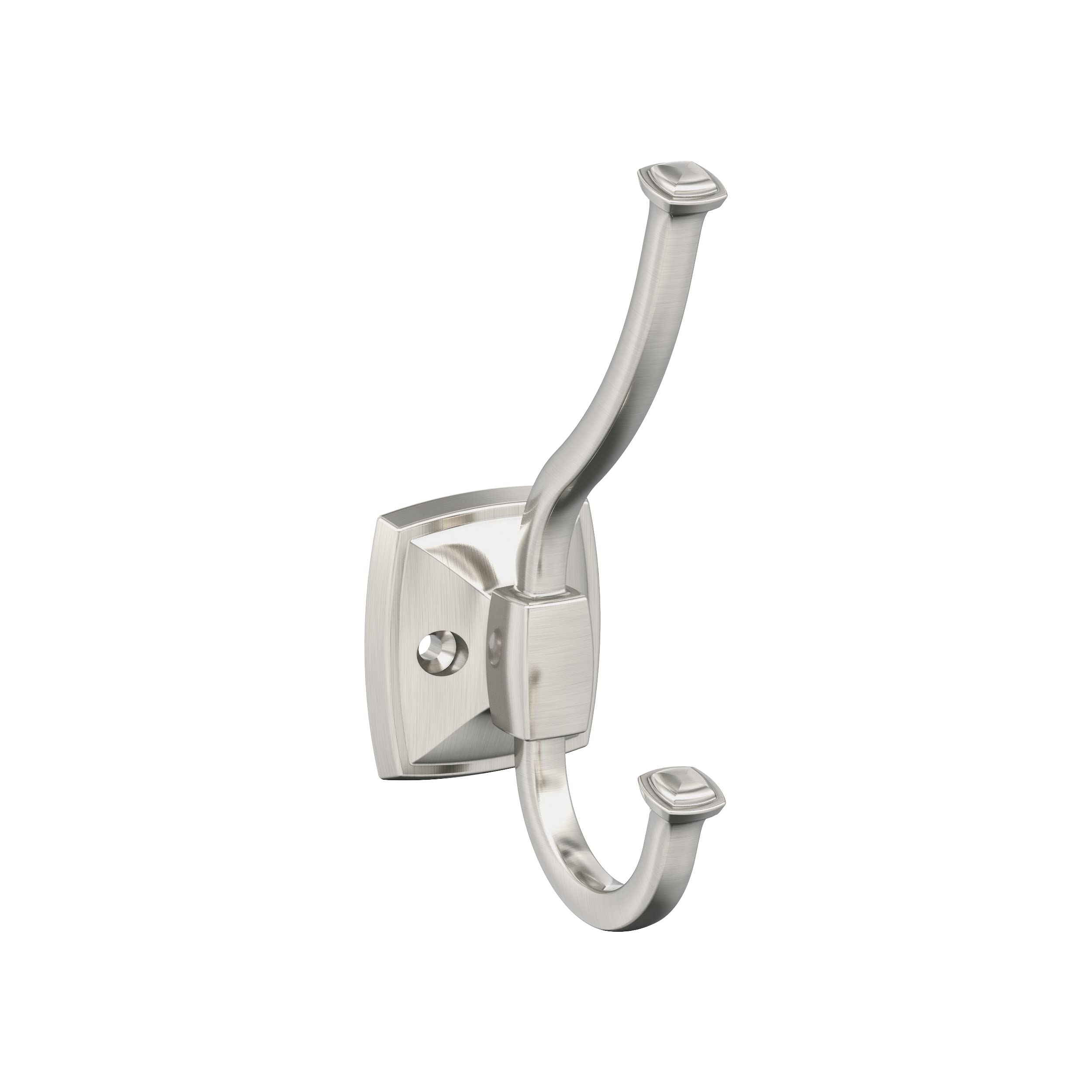 Amerock H37002G10 | Kinsale Double Prong Decorative Wall Hook | Satin Nickel Hook for Coats, Hats, Backpacks, Bags | Hooks for Bathroom, Bedroom, Closet, Entryway, Laundry Room, Office
