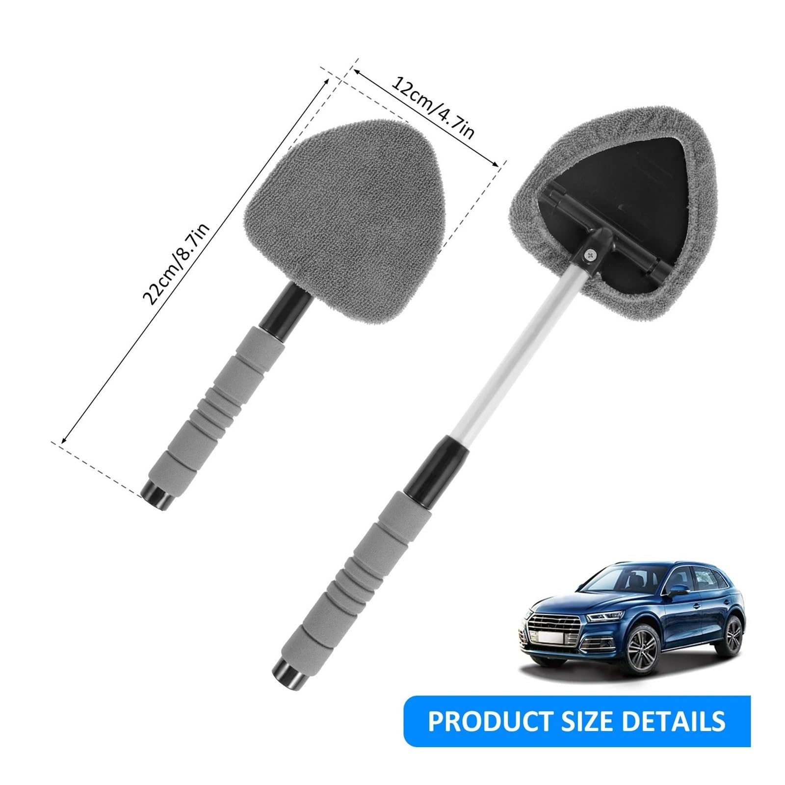 Set di pulizia per parabrezza auto Strumento per la pulizia del parabrezza Strumento per la pulizia dei finestrini dell'auto Manico estensibile Strumento per la pulizia interna(Grey 2set)
