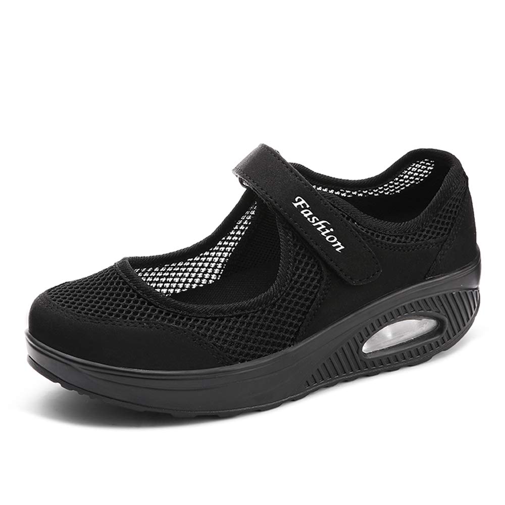 Hotcham Moda Mujeres Tejida Cómodos Zapatos para Caminar Zapatillas De Deporte Talla 35-42 Zapatos Respirado Ligero Malla Mujeres Deporte Running Zapatillas Sacudir Casual Zapatos Height-Increasing Sneaker