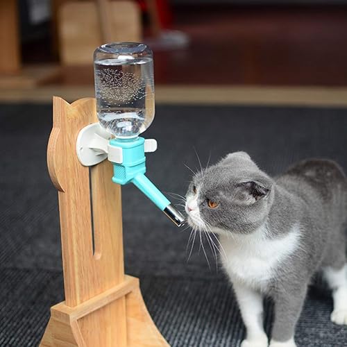 Miniatura 8 de Dispensador de agua para mascotas, para perros, gatos, madera maciza, soporte colgante para beber, diseño de altura para facilitar el cambio de agua