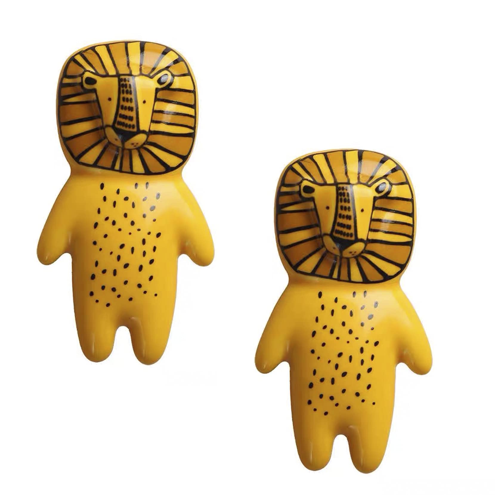 lemonadeusUnique Animal Ceramics Drawer Dresser Knobs Cupboard Wardrobe Dresser Pulls Knobs Hardware (Lion knobs （Set of 2）)