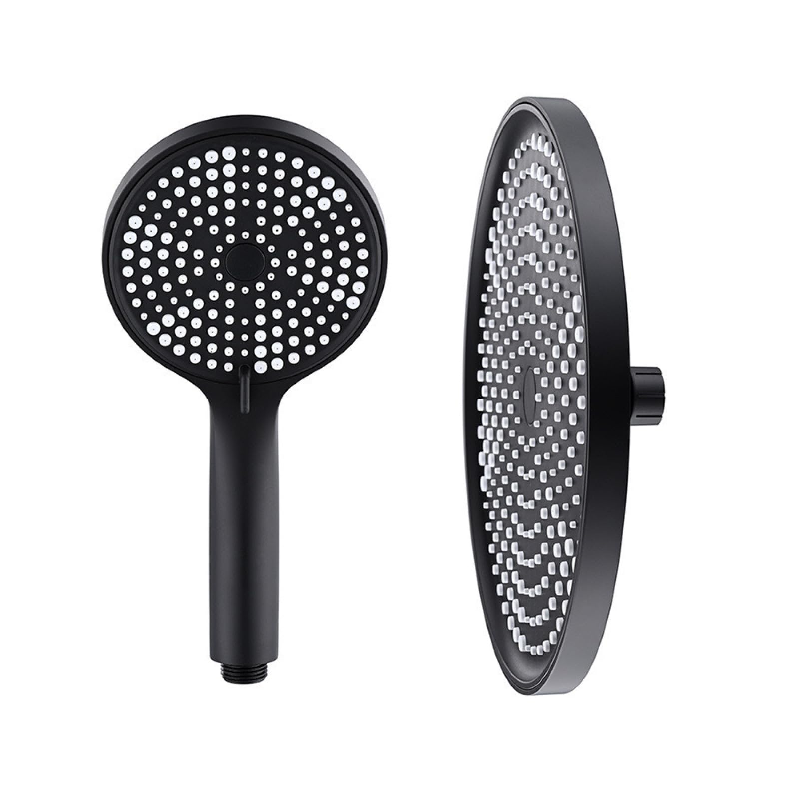 Fanjubei Turbocharged Handheld + Top Spray Set, Matte Black Round Air-Boosted Showerhead Top Spray, Supercharged Handheld + Top Spray Set Matte Black
