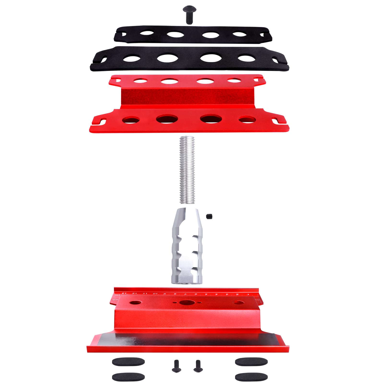 GoHobby RC Hex Driver Set & RC Car Repair Work Stand Repair Tool Set 360 Degree Rotation for 1/8 1/10 1/12 1/16 1/18 RC Crawler Truck Buggy Rally (Red)