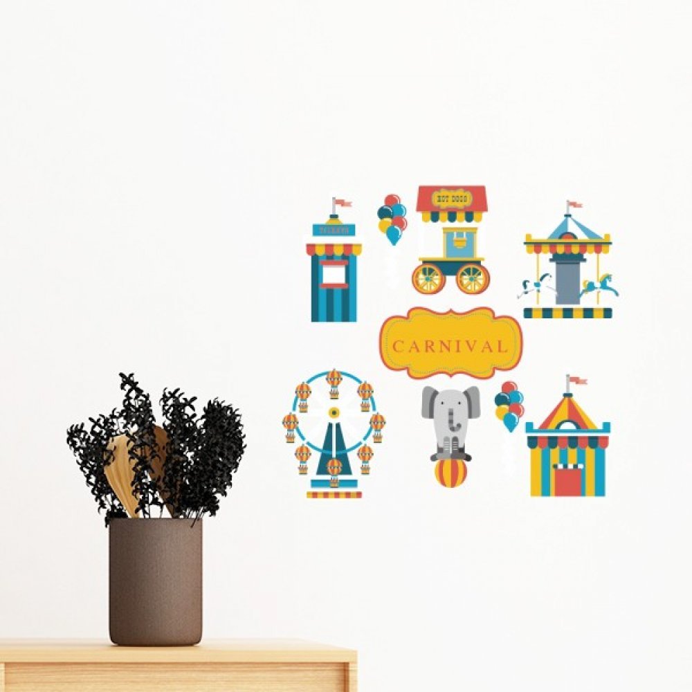 Sticker mural amovible illustration de parc drôle 80cm pour déco de chambre
