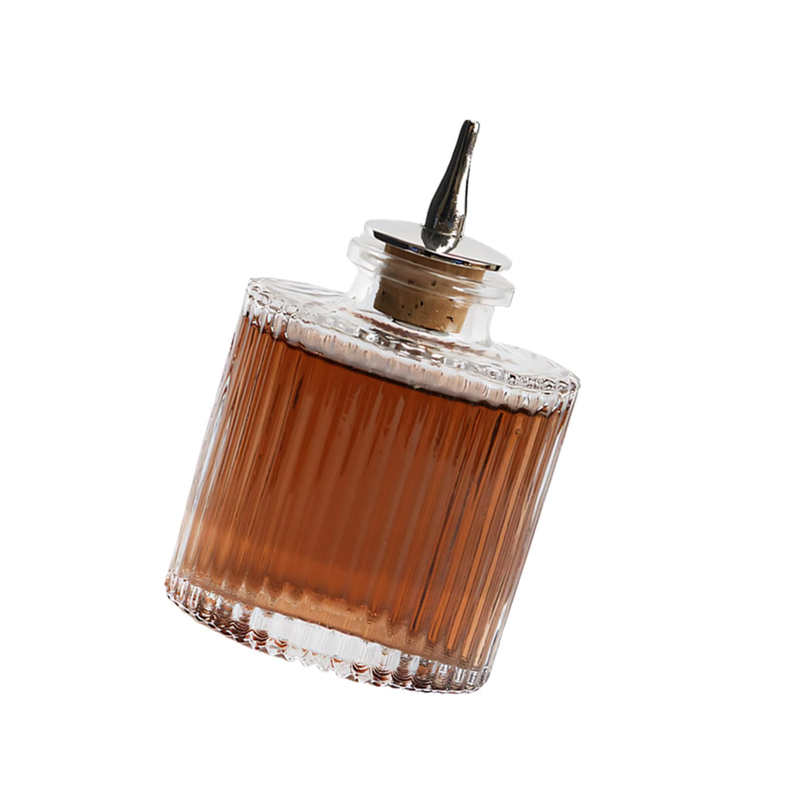 hogtnd Handmade Oval Striped 90ml Glass Spirit Bottle with Gold Cap Ideal for Wine Storage and Display Elliptical Striped Absinthe Bottle
