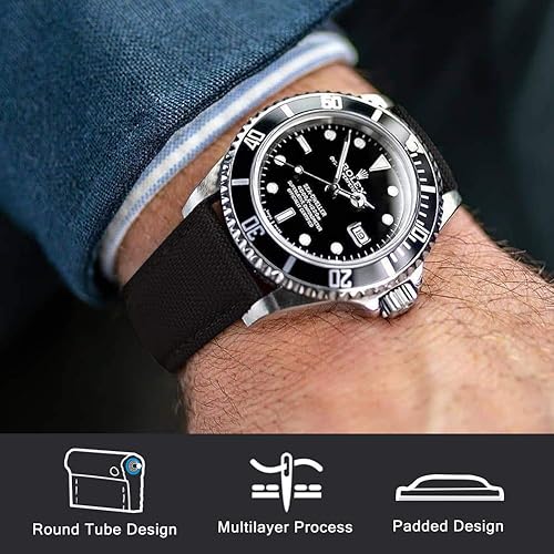 Miniatura 3 de Ritche - Banda de reloj de tela de vela de liberación rápida, compatible con bandas de reloj Timex Seiko Fossil Citizen para hombres y mujeres