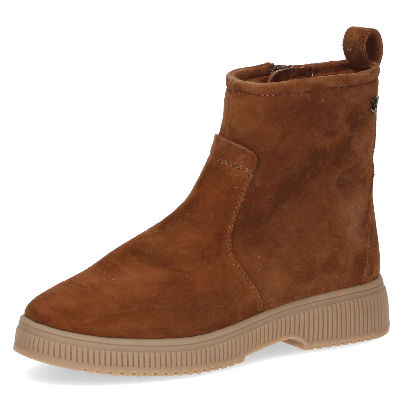 CAPRICE women's leather ankle boots lined, Brown (Cognac Suede), 7.5 UK