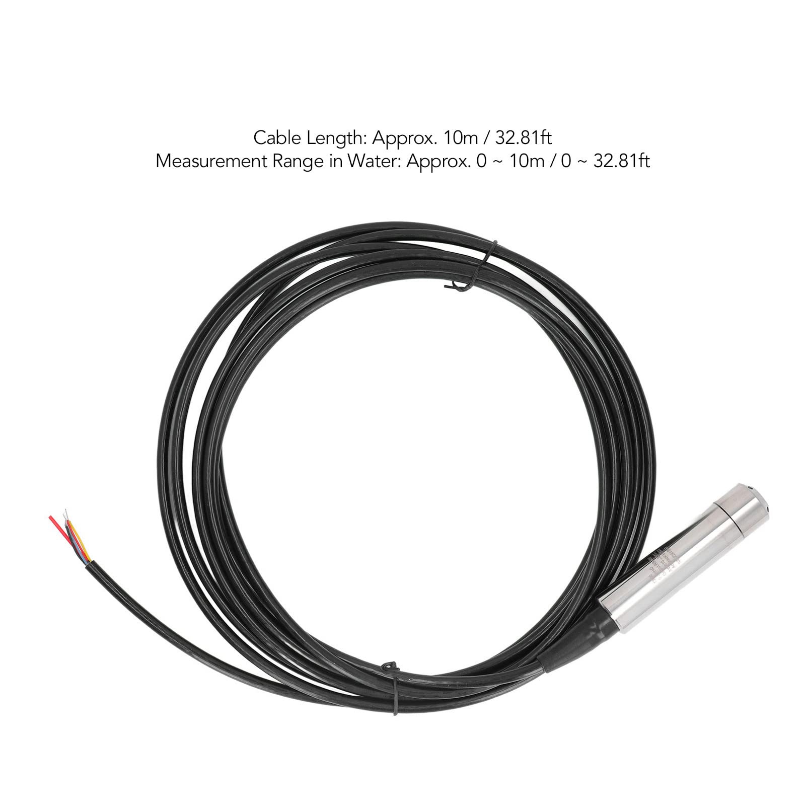 Sensor de Nivel de Agua, Sonda de Acero Inoxidable 10 30V DC Grado de Protección IP68 Transmisor de Nivel de Líquido con Línea de Salida M14 para Equipos Hidráulicos (Cable de 10 m 393,7 pulgadas