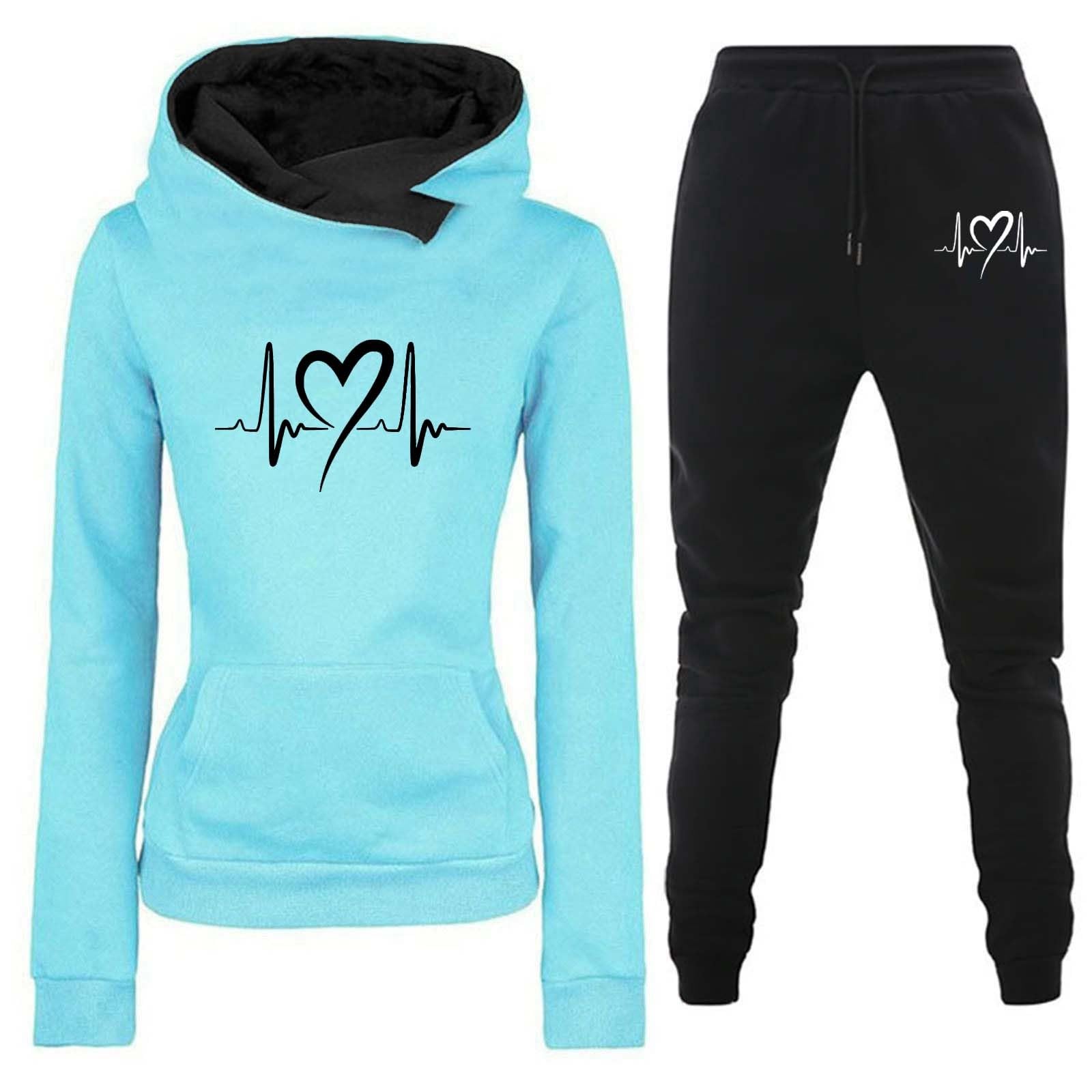 RYTEJFES Conjunto Deportivo Mujer; Largo Dos Piezas Chandal con Capucha Talla Grande Completo Conjunto Deportivo Sudadera con Capucha Manga Larga Y Pantalón Jogger Ropa Mujer para Fitness Jogging S-XXL