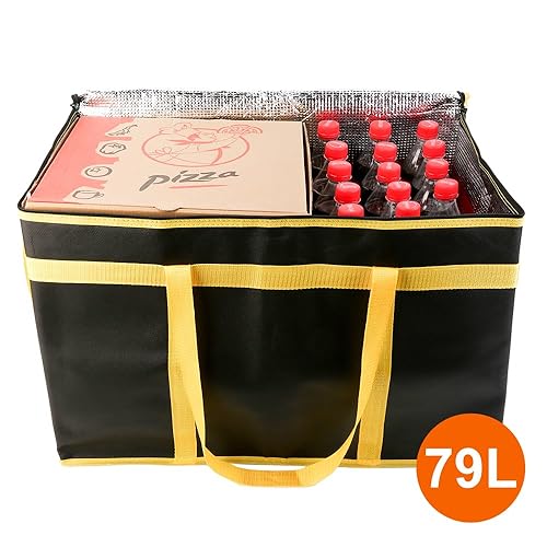 Miniatura 9 de Bodaon Paquete de 1 bolsa aislada para entrega de alimentos, bolsa de aislamiento para alimentos fríos y calientes, comercial, bolsa de Púrpura