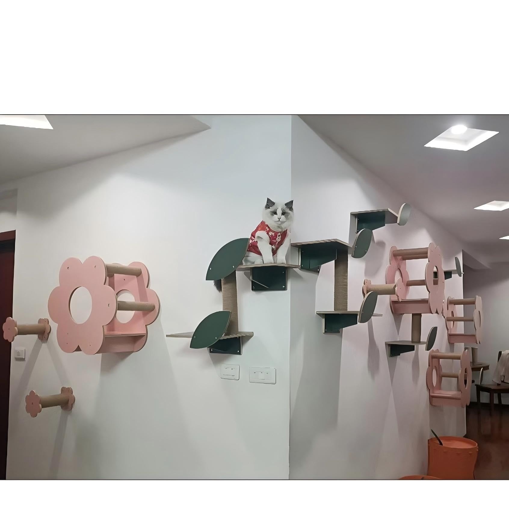 Scaffale da parete per gatti per arrampicarsi, tiragraffi e posatoio da parete, piattaforma per gatti per arrampicarsi, giocare, graffiare e fare un pisolino
