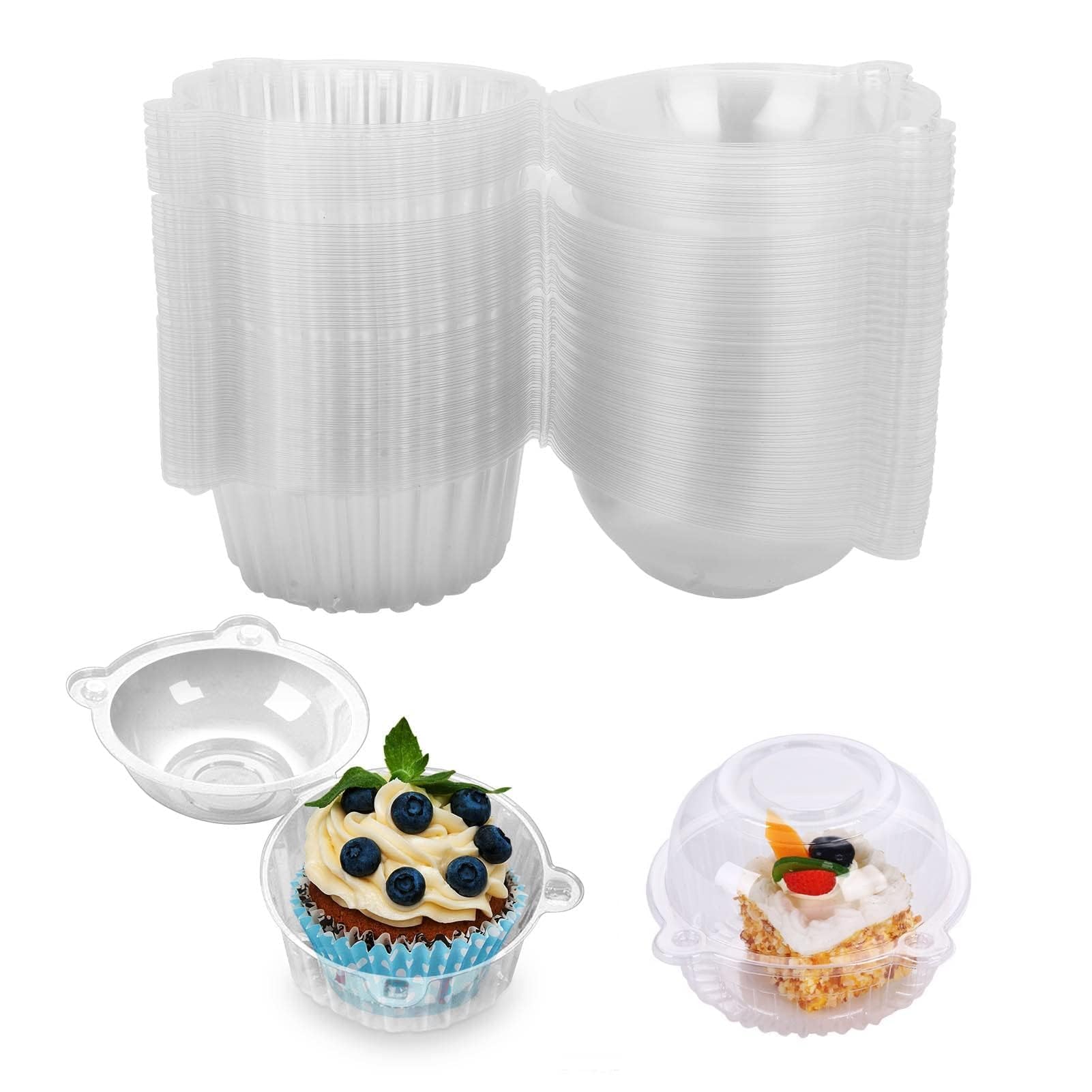 GREENSAPPIRE 200 Pack Individual Cupcake Boxes with Lids, Clear Cupcake Holders for Home Baking, Single Cupcake Boxes for Party, Wedding, Birthday, Baby Shower, Holiday Picnic (200PCS)