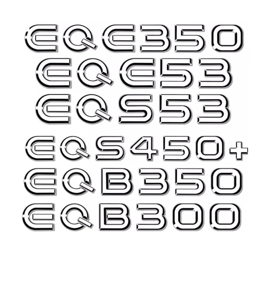 Badge lettre chromé compatible avec V295 EQS43 EQS53 EQS300 EQS350 EQS400 EQS500 EQS580 EQS350+ EQS450+ badges (EQS 350 (plus))