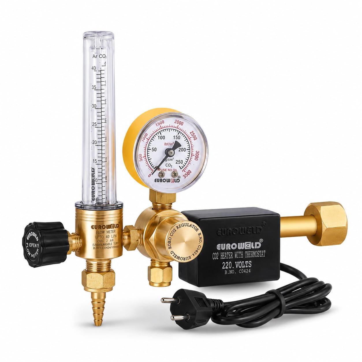 EUROWELD CO2 Gas Regulator with Pre-Heater and Flow Meter – 220V Carbon Dioxide Regulator for Welding and Industrial Use | Accurate Gas Flow Control-picture-15