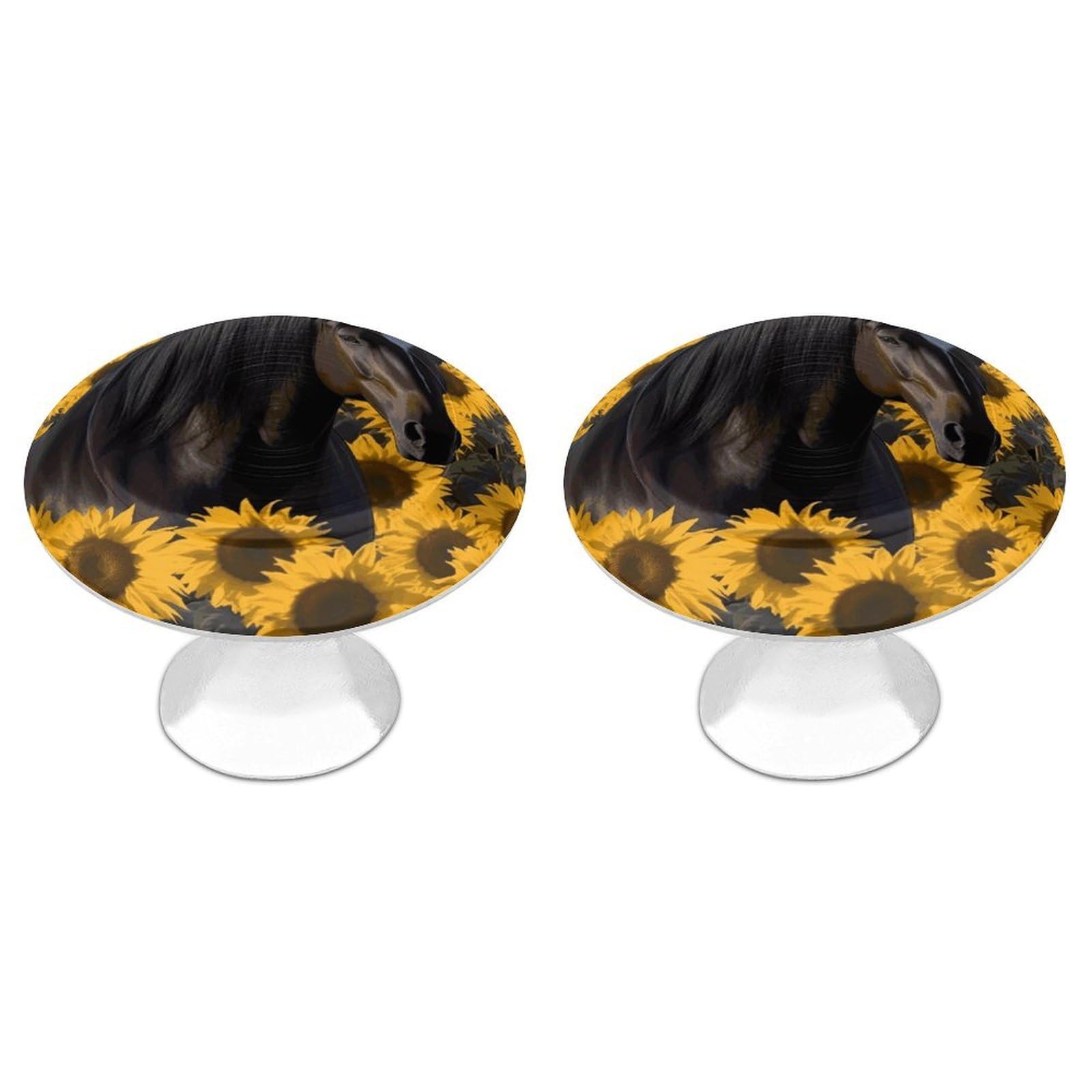 Btcowzrv Style Dark Horse Under The Sunflowers 2 Pack Cabinet Knobs Drawer Pulls