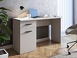 Meyvaser.com Ecommerce Company Mesa de Estudio con Cajón y Puerta – Escritorio Moderno en Color Beig, 120x72x49,5 cm, Melamina Resistente, Diseño Funcional para Oficina o Dormitorio