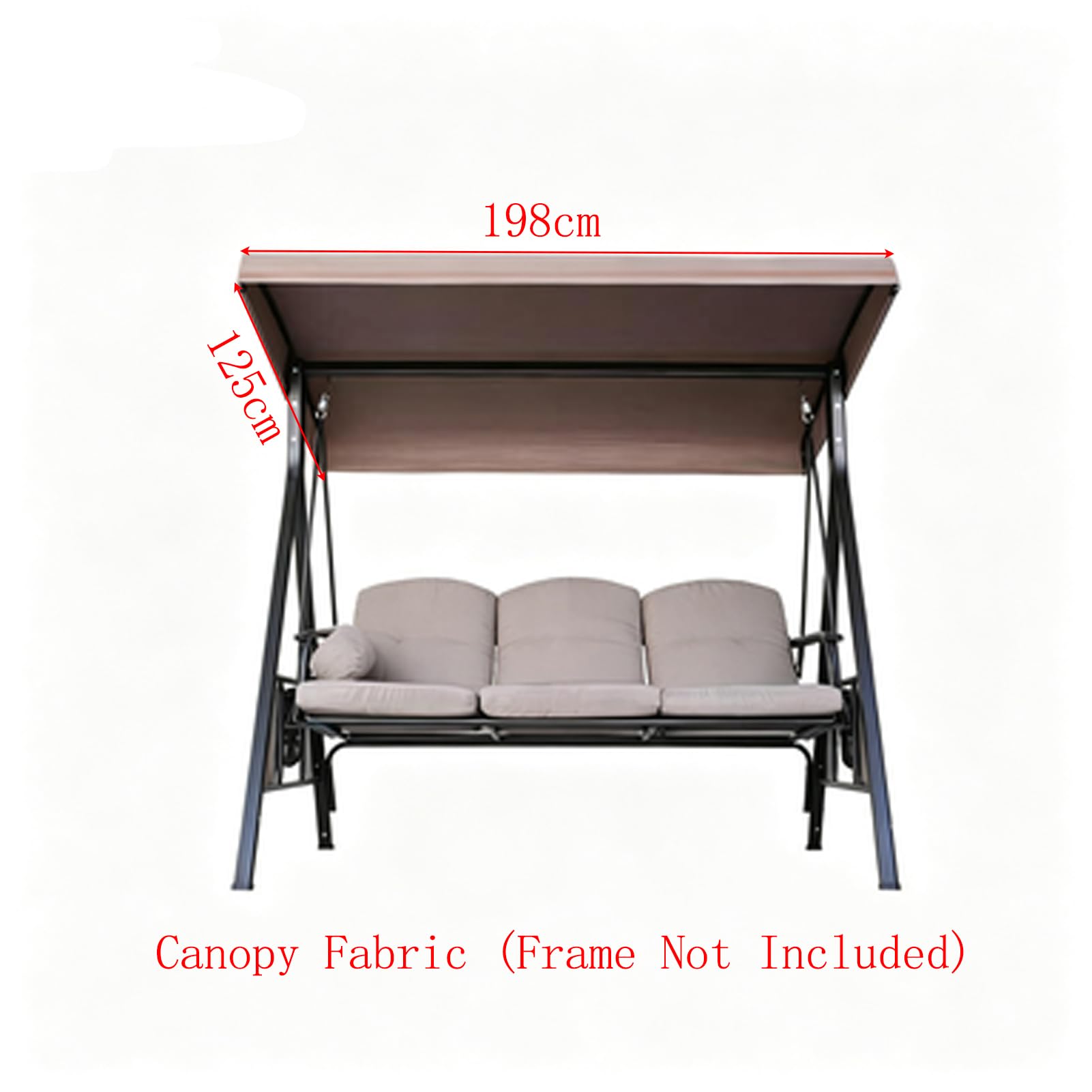 Posti Tettino Parasole Impermeabile,Copertura per Dondolo Giardino,da Giardino Tetto Dondolo Giardinos Antivento,Vari Dimensioniper Altalene 2 3 Posti,Cachi,3 Seater:198 * 125