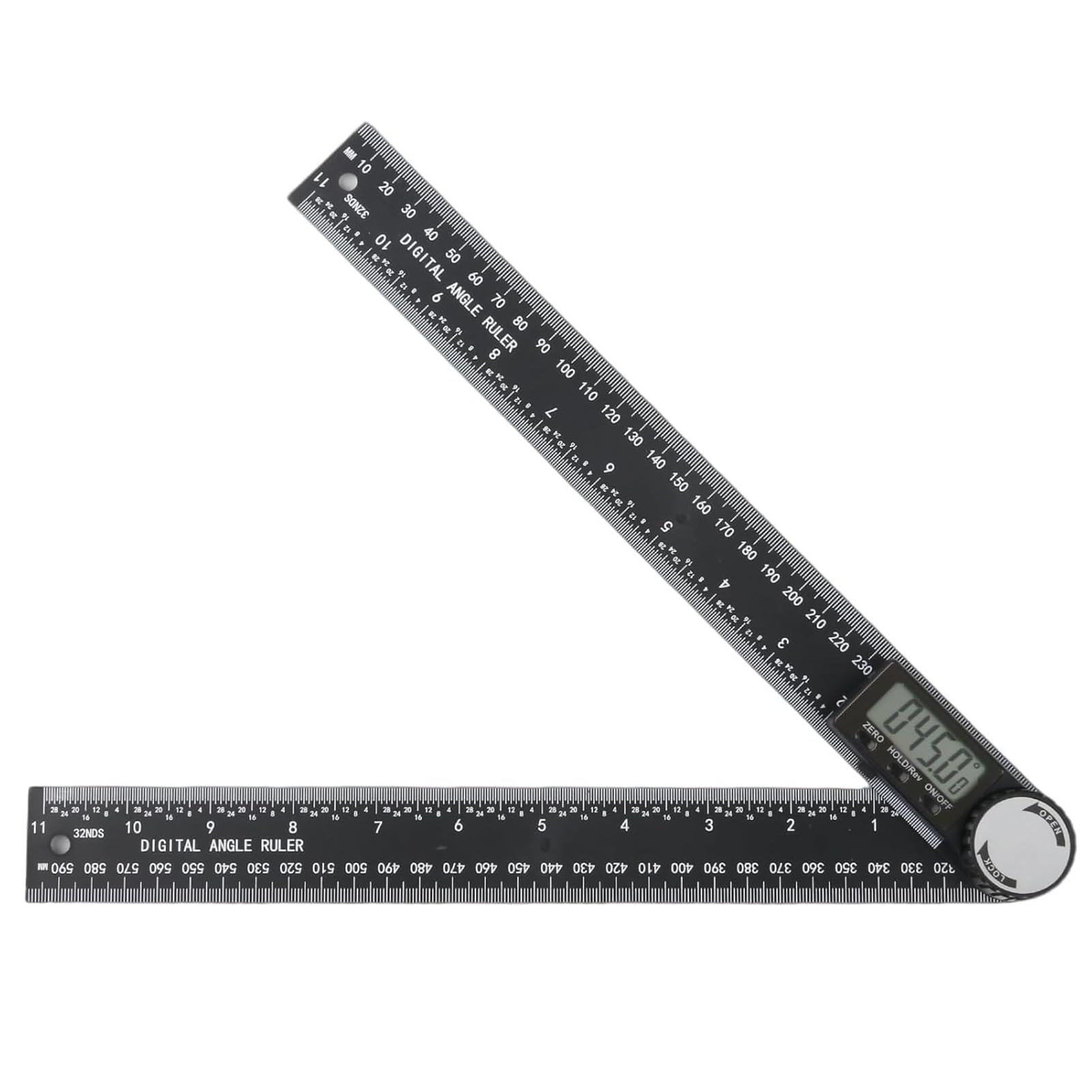 Digital Angle Finder, 11.8"/300mm Electronic Inclinometer Protractor 2-in-1 LCD Display Measure Ruler Flimsy Plastic Angle Measurement Tool with Zero & Lock Function for DIY, Home Repairing