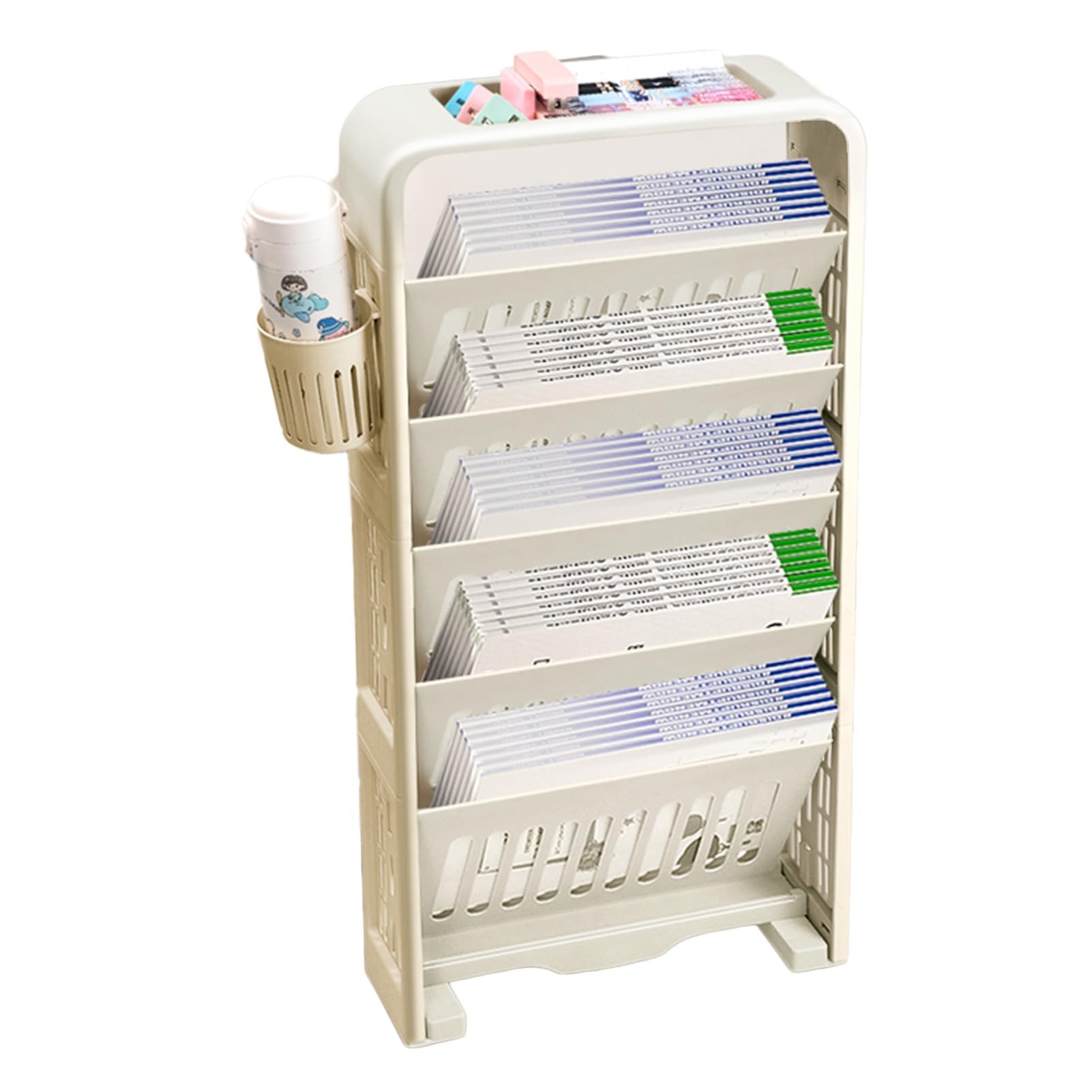Półka na kółkach Ruchomy wózek z półką książki Obrotowy i zdejmowany plastikowy wielofunkcyjny biurko Organizer kółkami(White)