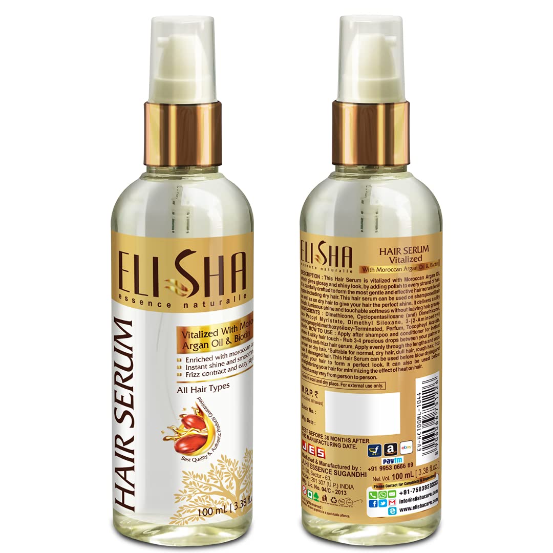 Elisha Hair Serum (Hair Shine & Smoothness with Moroccan Argan Oil & Biotin) - 100 ml