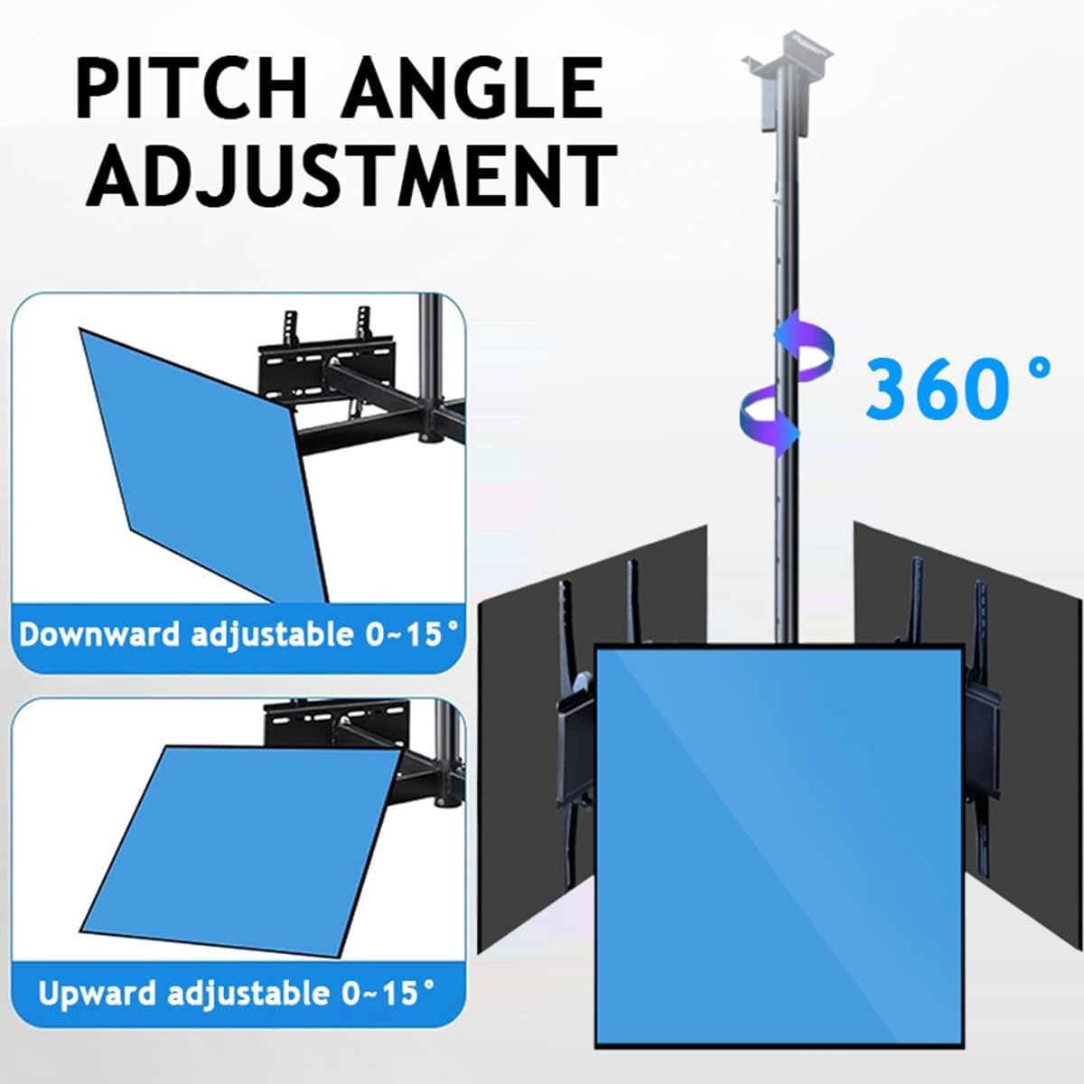 Soporte de techo para TV con ajuste de altura y rotación de 360 grados para televisores de pantalla grande