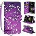 LG G6 Case, LG G6 Wallet Case,Customerfirst PU Leather Magnetic Flip Design Wallet Case for LG G6 + emoji keychain (Blossom Purple)