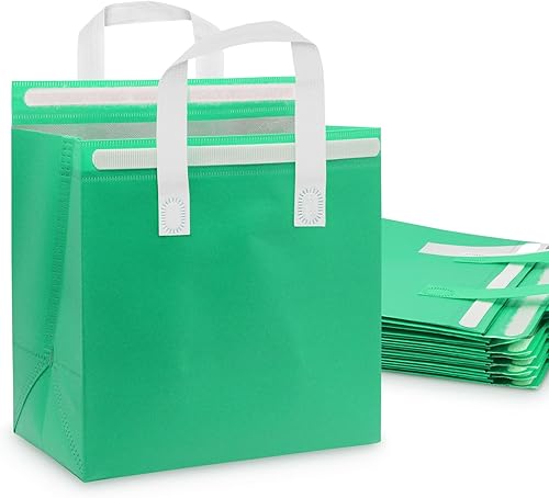 SDQCLIIF Bolsas aisladas para llevar, bolsas de comida para llevar de restaurante con calcomanías y asas autoadhesivas resistentes, ideales para