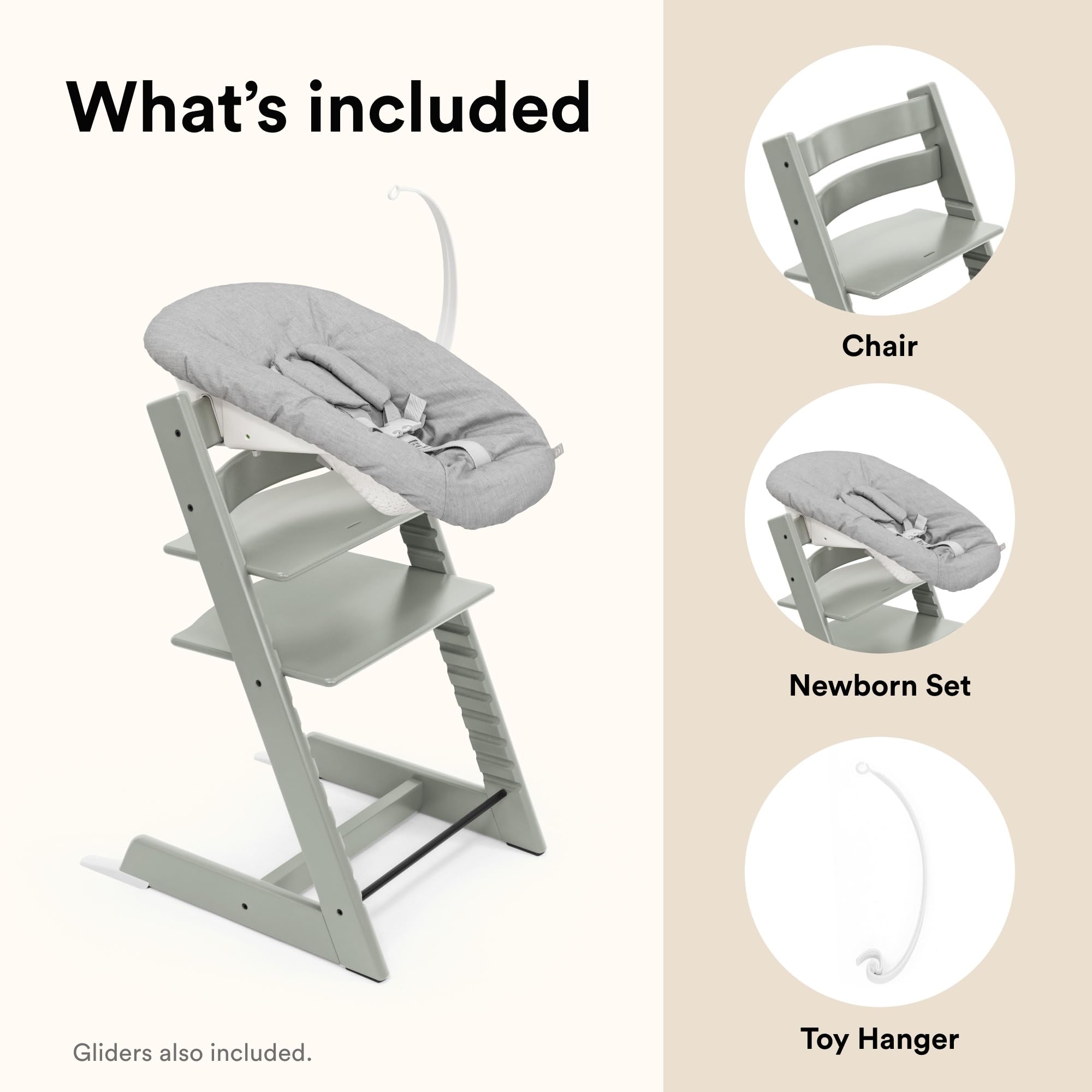 Sedia Tripp Trapp di Stokke (Verde Ghiaccio) con Newborn Set (Grigio) - Per neonati fino a 9 chili - Accogliente, sicuro e facile da usare