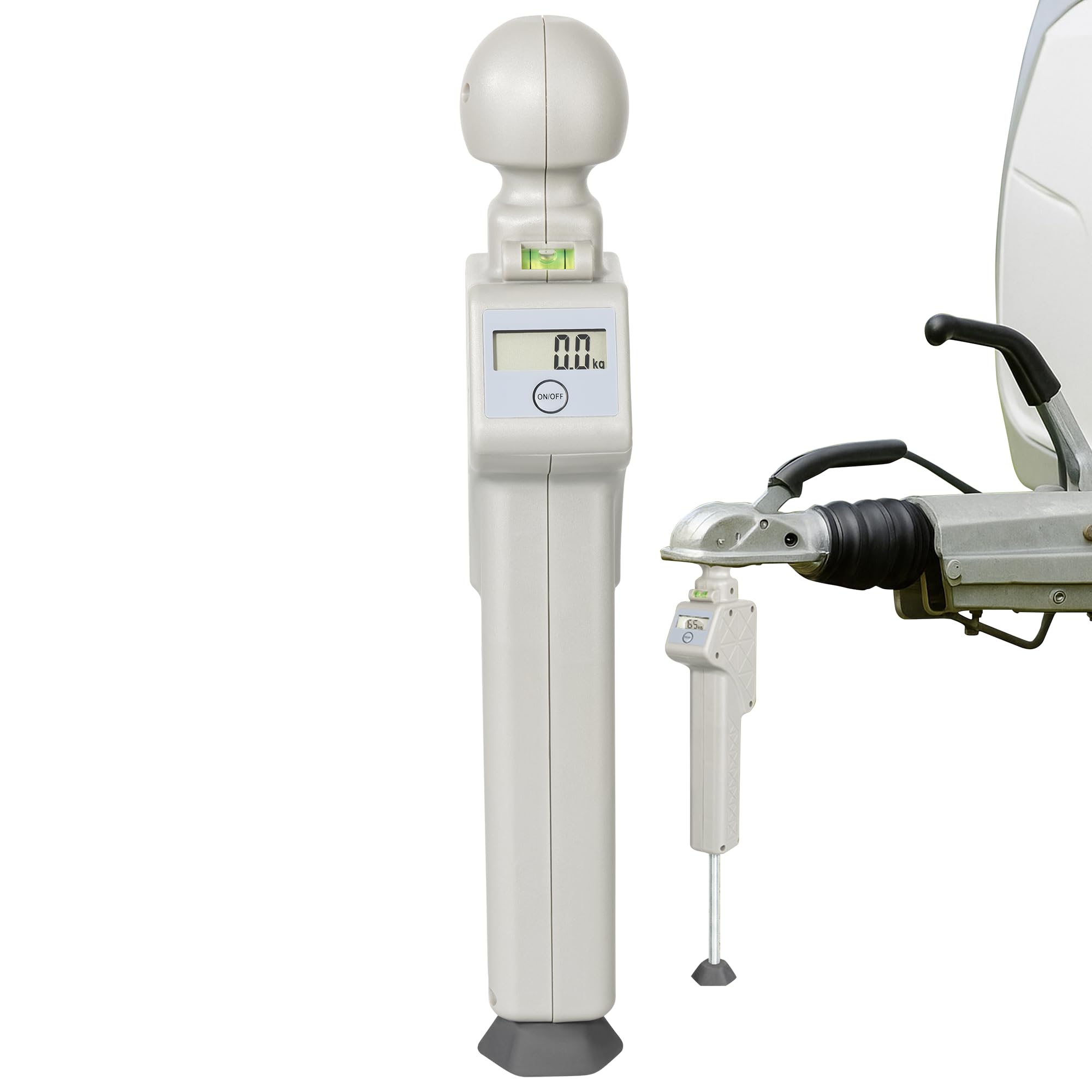 Digitale Stützlastwaage für Wohnwagen & Anhänger – Deichselwaage bis 150 kg – Höhenverstellbare Anhängerwaage mit Wasserwaage – Präzise Stützlastmessung – Batteriebetrieben