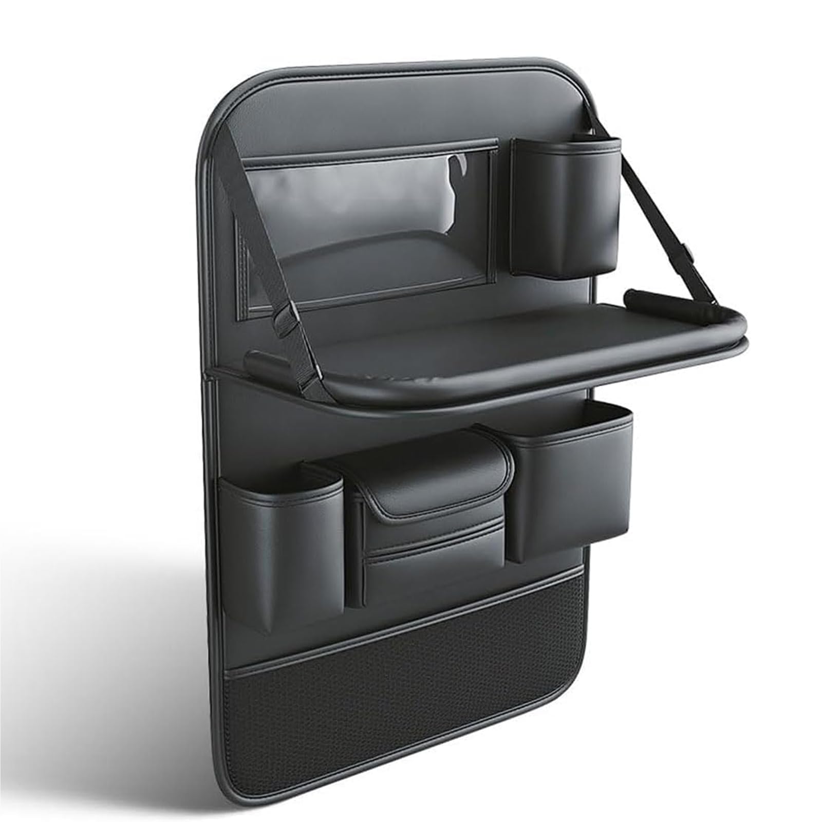 Generico Organizzatore Sedile Posteriore Auto per Hyundai i30/Tucson/Kona, Pelle Impermeabile Portaoggetti Multi-Tasche con Vassoio Pieghevole per Viaggi Famiglia