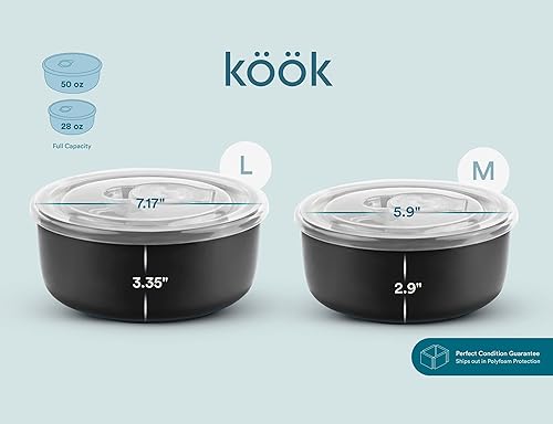 Miniatura 7 de KooK Tazones para mezclar, cuencos para mezclar con tapa, cuencos para servir, cuencos para cocina, cuencos de cerámica para anidar, recipientes de