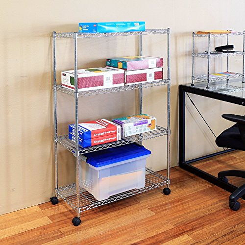 Seville Classics 4-Tier Steel Wire Shelving with Wheels, 30