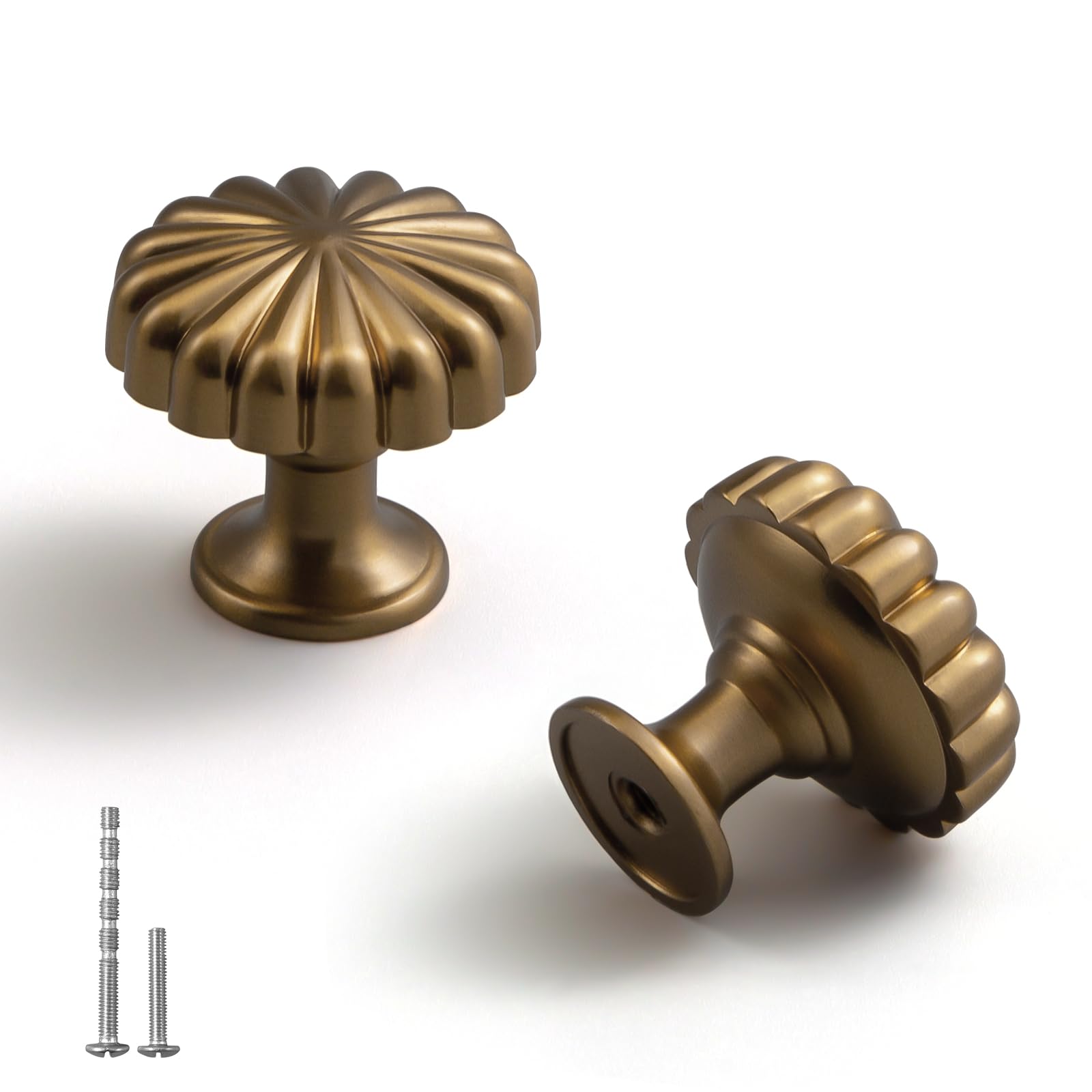 Yagu Champagne Bronze 6 Pack Kitchen Cabinet Knobs 1-1/5 Inch Round Solid Dresser Drawer Knob Dark Gold Modern Hardware Honey Bronze Pulls For Closet Cupboard Wardrobe