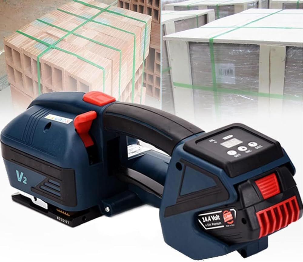Battery Power Strapper Strapping Heavy Duty Handheld Strapping Machine Baler 4000mAh Tool Plastic Belt Automatic Welding Strapping Machine for 1/2-5/8 Inch