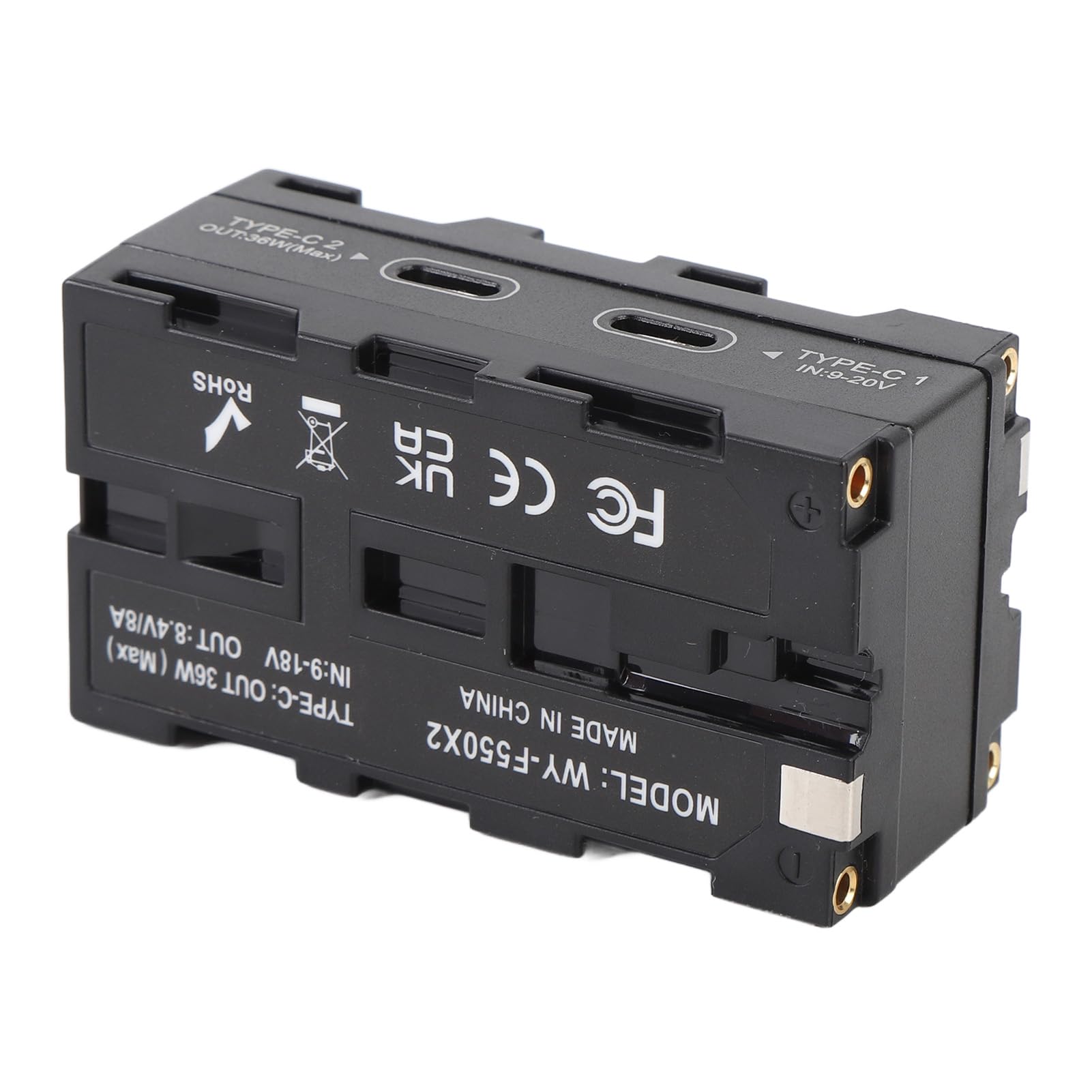 Tangxi Doppelseitige NP-F-Dummy-Batterie mit USB-C-Gleichstromanschluss, LED-Anzeige, Dummy-Batterien, und Drahtlosen Videosendern für die Bildübertragung