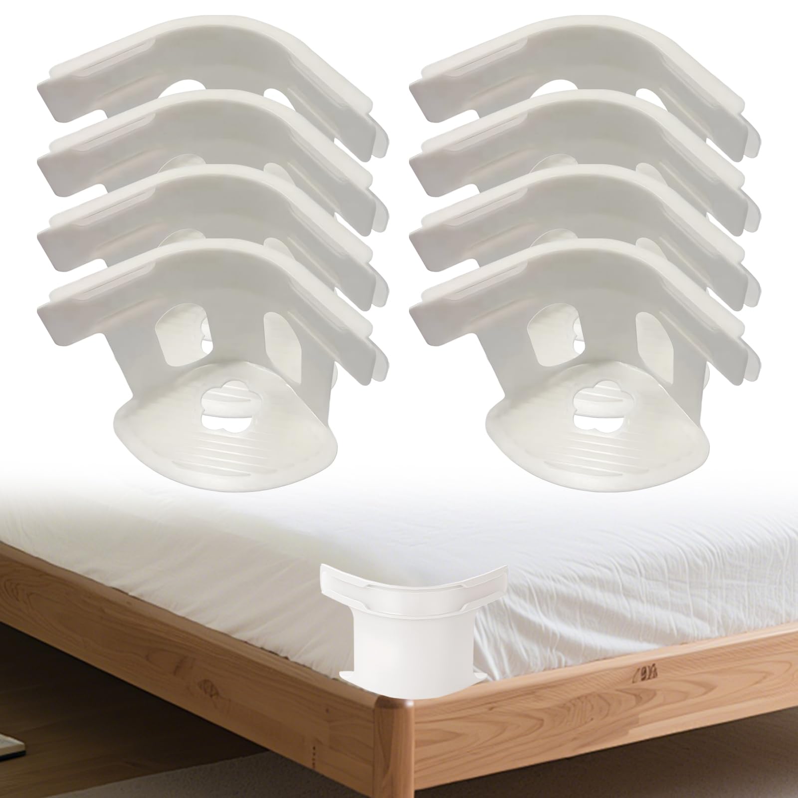 Uoxmiy White 8Pcs Bed Sheet Clips, Bedsheet Holders With Lock Strips, Heavy Duty Non-Slip Fitted Sheet Clip Fasteners, Mattress Sheet Corner Grippers For Mattress Protectors Blankets Bedding Corner