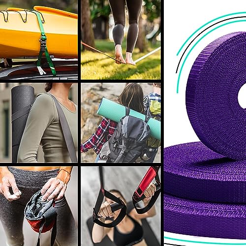 Image of TECEUM 3 /4 inch & 5 /8 inch & 1 inch & 1.5 inch & 2 inch Webbing - 10 25 50 Yards - 40+ Colors - Heavy Duty 1 Inch 1.5 Inch 2 Inch Backpack Straps - Webbing for Outdoors Indoors Crafting DIY