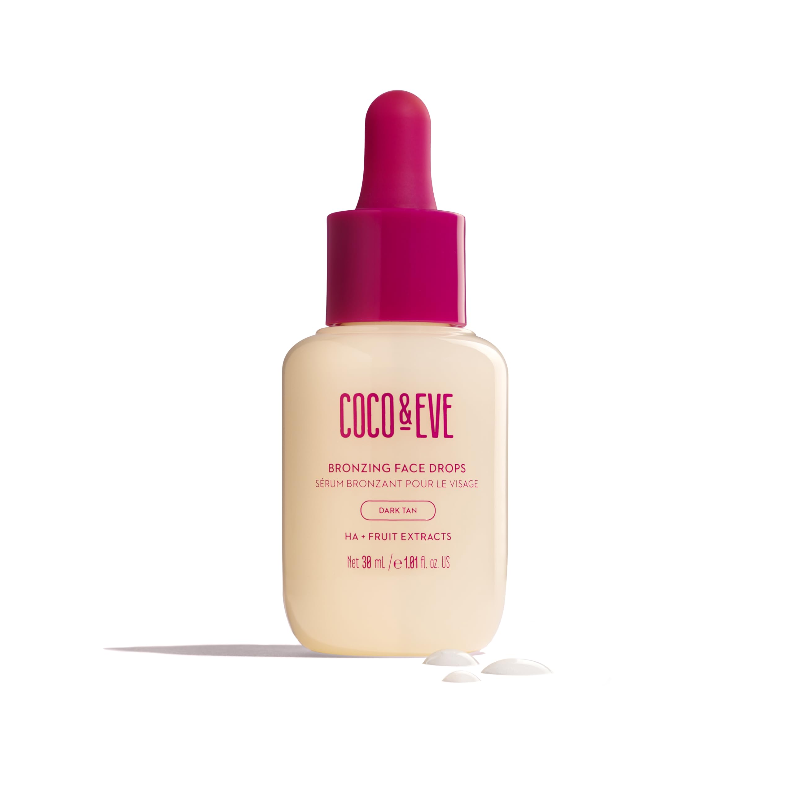 Coco & Eve Sunny Honey - Bronceador facial en gotas - Hidratante con ácido hialurónico - Sérum de bronceado gradual y natural - Para estar moreno sin exponerse al sol - 30ml (Oscuro)
