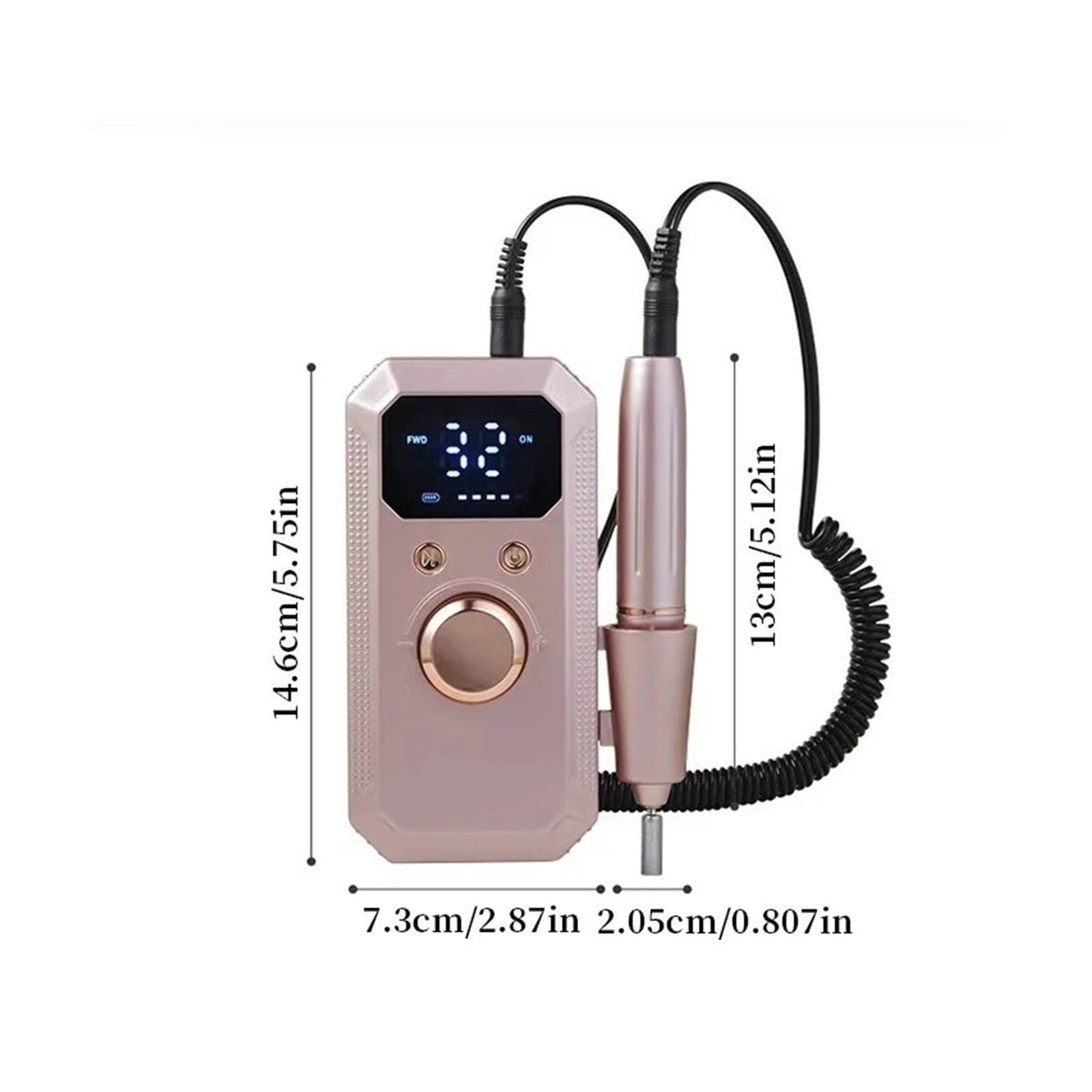 Máquina perforadora de uñas, Lima de uñas eléctrica recargable profesional, pantalla LED inalámbrica portátil(Grey)
