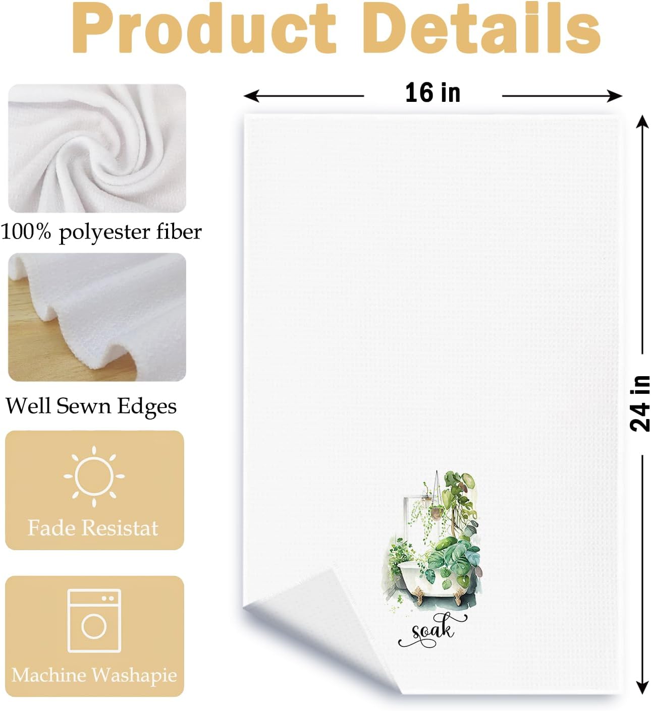 Sage Green Eucalyptus Bathroom Hand Towels, Rustic Botanical Relax Breathe Soak Unwind Decorative Hand Towels for Bathroom Washroom Spa Gym Yoga Room, 16x24 Inches Set of 4 - Image 6