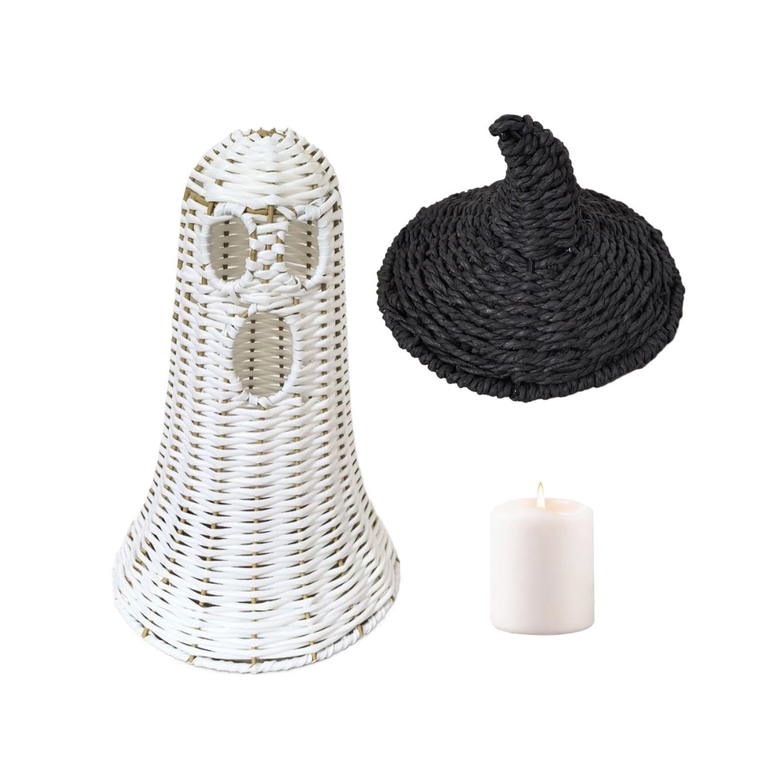 Fantasma Iluminado de Halloween Espeluznante Tejido Vintage Con Sombrero De