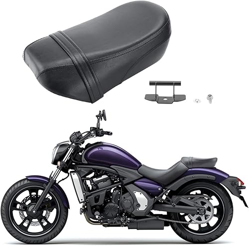 Cojín de asiento de pasajero trasero de motocicleta de cuero negro para Kawasaki Vulcan S 650 VN650 2015-2023