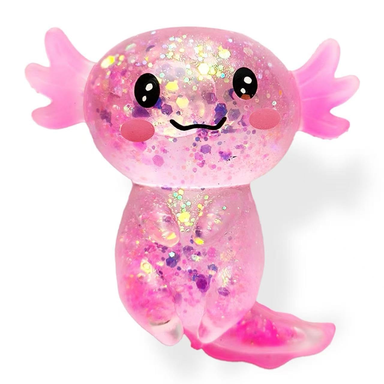 Axolotl Squishy Stress Relief Toy Glitter Fidget Toys Cute Malt Sugar Axolotl Toy Adults Fidget Toys for Kids Youth Adult, Party Favors Anxiety Relief Squishy Toys (Pink)