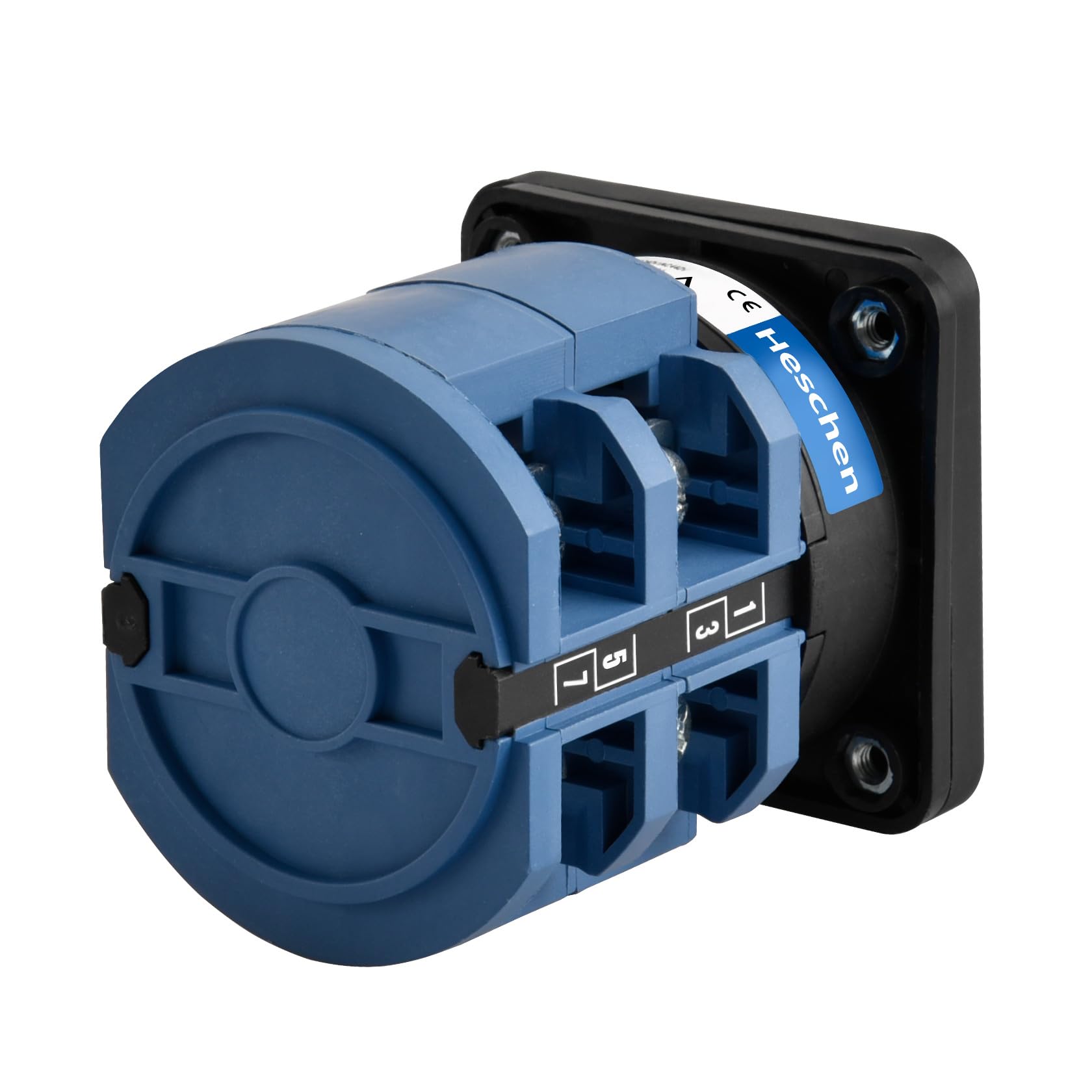 Heschen Sélecteur de came rotatif universel SZW26-63/D202.2, 660 V 63 A, ON-OFF-ON 3 positions, 2 phases, 8 bornes, CE